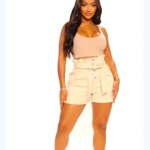 Fashion Nova High Waist Tan Shorts